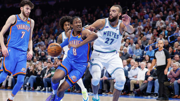 Rudy Gobert defends OKC's Jalen Williams
